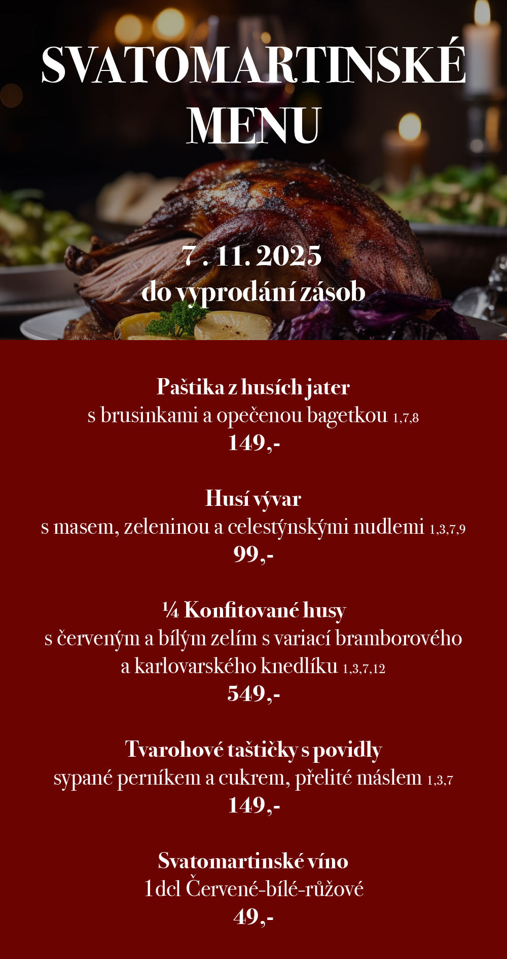 SVATOMARTINSKÉ MENU 7. 11. 2025
